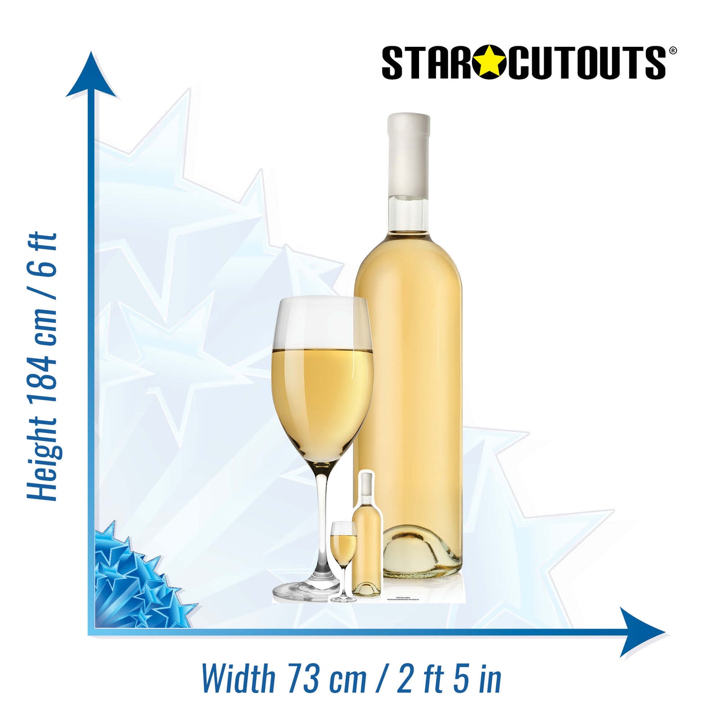 SC977 Glass and White Wine Cardboard Cut Out Height 184cm - mycardboardcutout