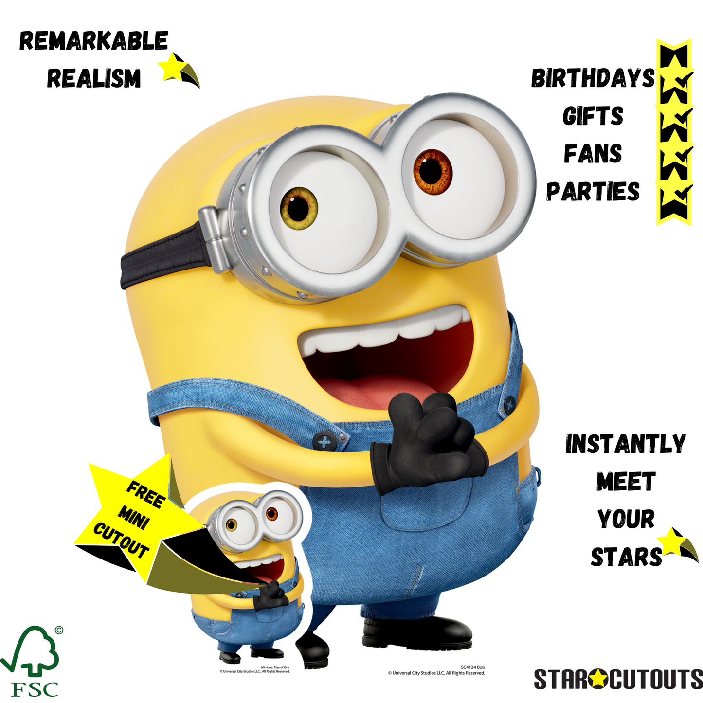 Bob Happy Minions 2 Despicable Me and Minions Cardboard Cutout - mycardboardcutout
