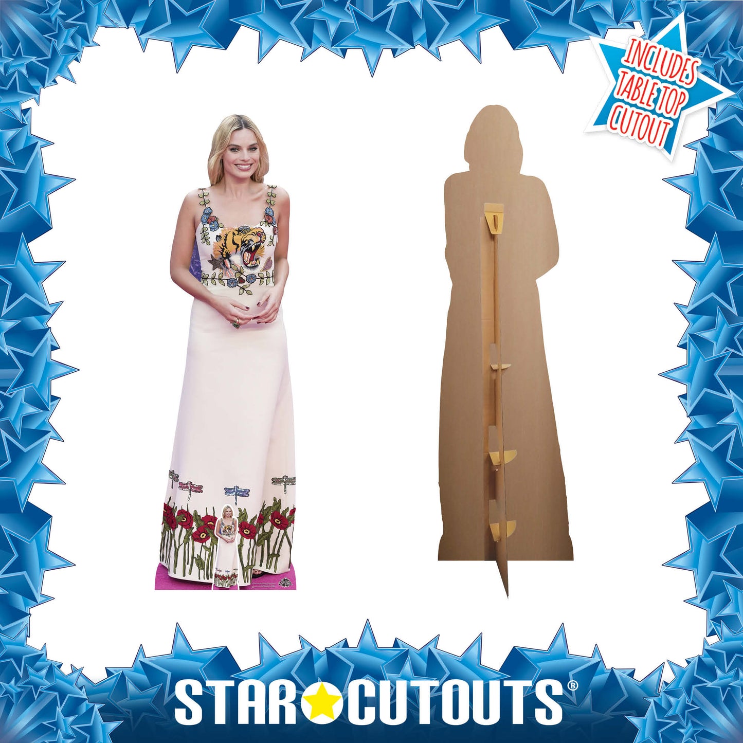 CS1083 Margot Robbie White Dress Height 169cm Lifesize Cardboard Cut Out With Mini - mycardboardcutout