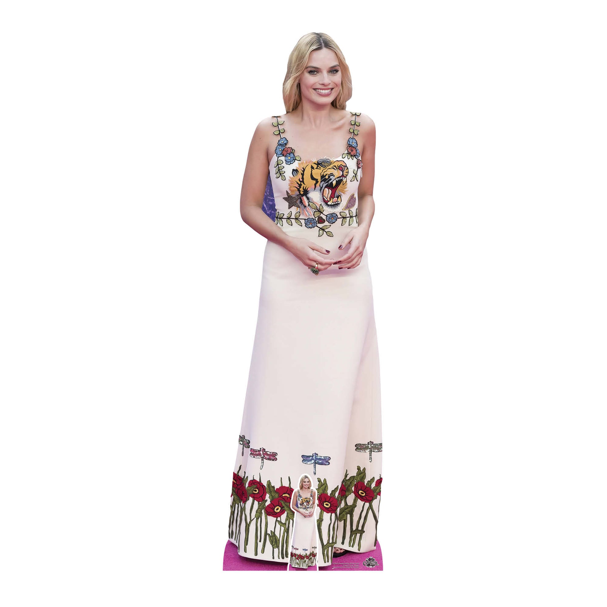 CS1083 Margot Robbie White Dress Height 169cm Lifesize Cardboard Cut Out With Mini - mycardboardcutout