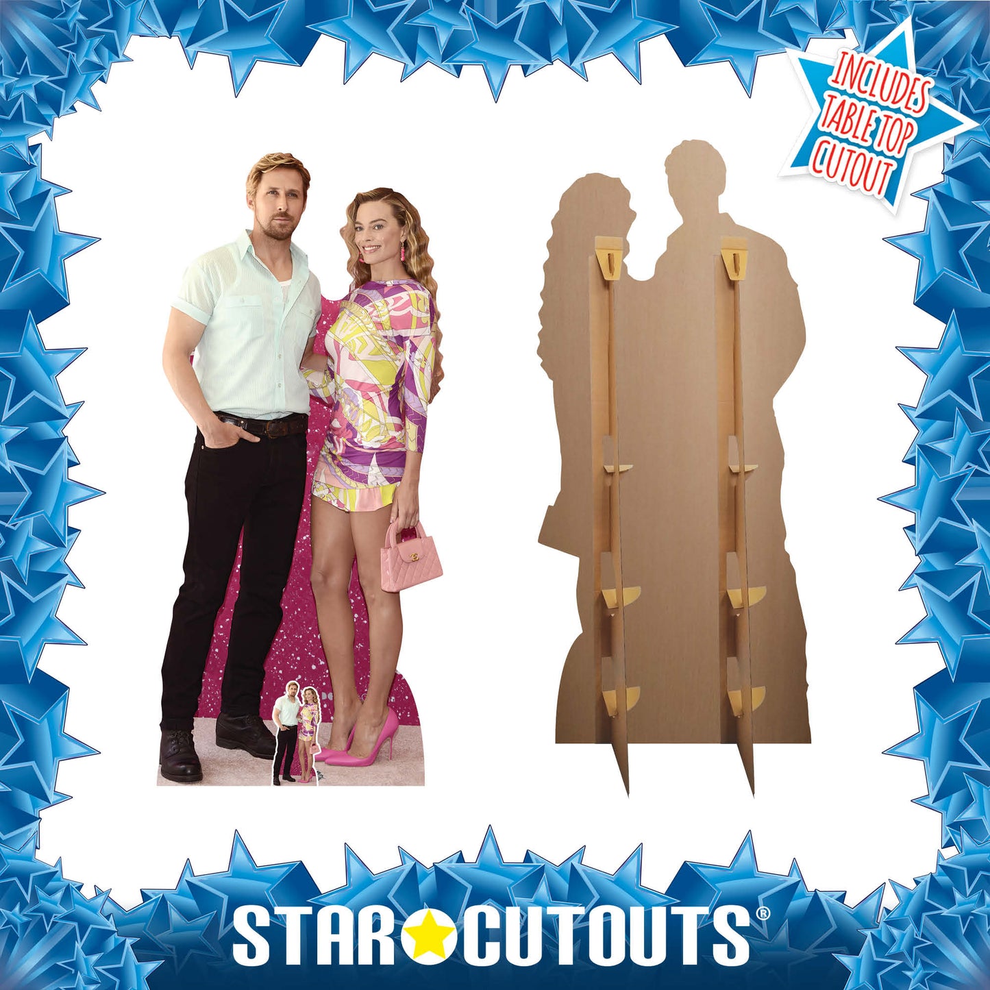 CS1106 Ryan Gosling and Margot Robbie Height 185cm Lifesize Cardboard Cut Out With Mini - mycardboardcutout