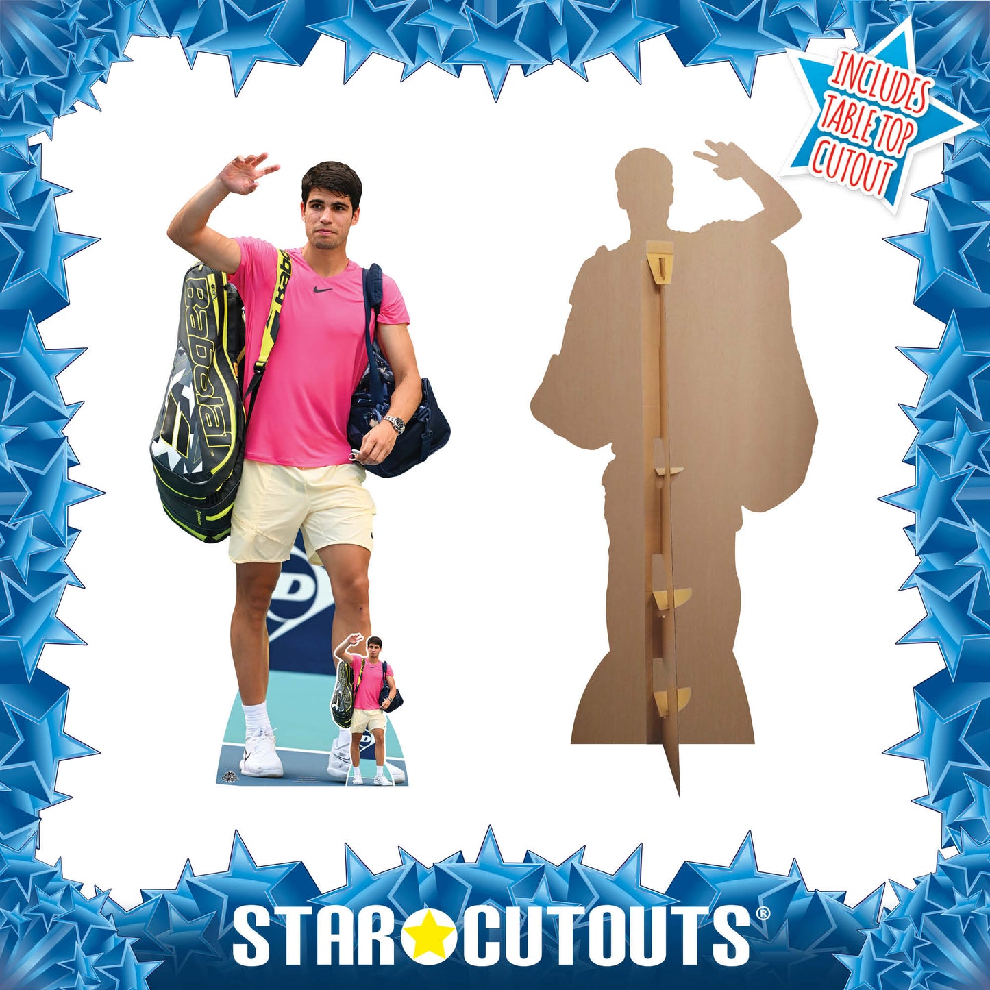 CS1107 Carlos Alcaraz Pink Shirt Cardboard Cutout With Mini Height 185cm - mycardboardcutout