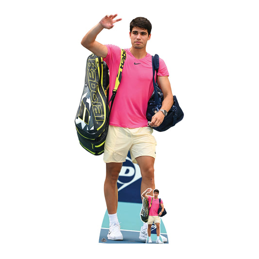 CS1107 Carlos Alcaraz Pink Shirt Cardboard Cutout With Mini Height 185cm - mycardboardcutout