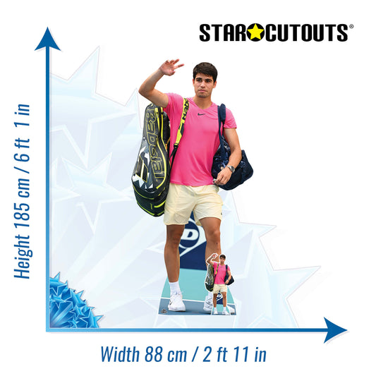 CS1107 Carlos Alcaraz Pink Shirt Cardboard Cutout With Mini Height 185cm - mycardboardcutout