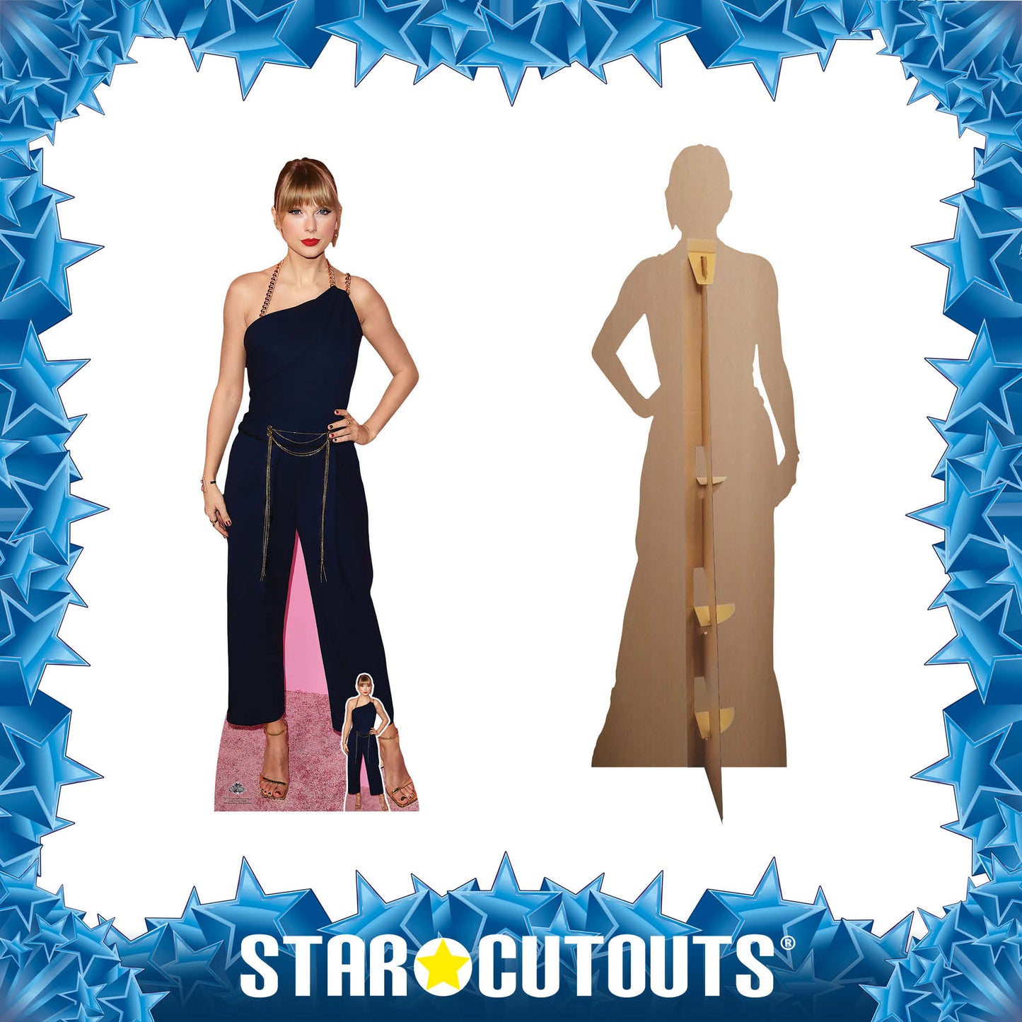 CS1110 Singer Navy Jumpsuit Height 183cm Lifesize Cardboard Cut Out With Mini - mycardboardcutout