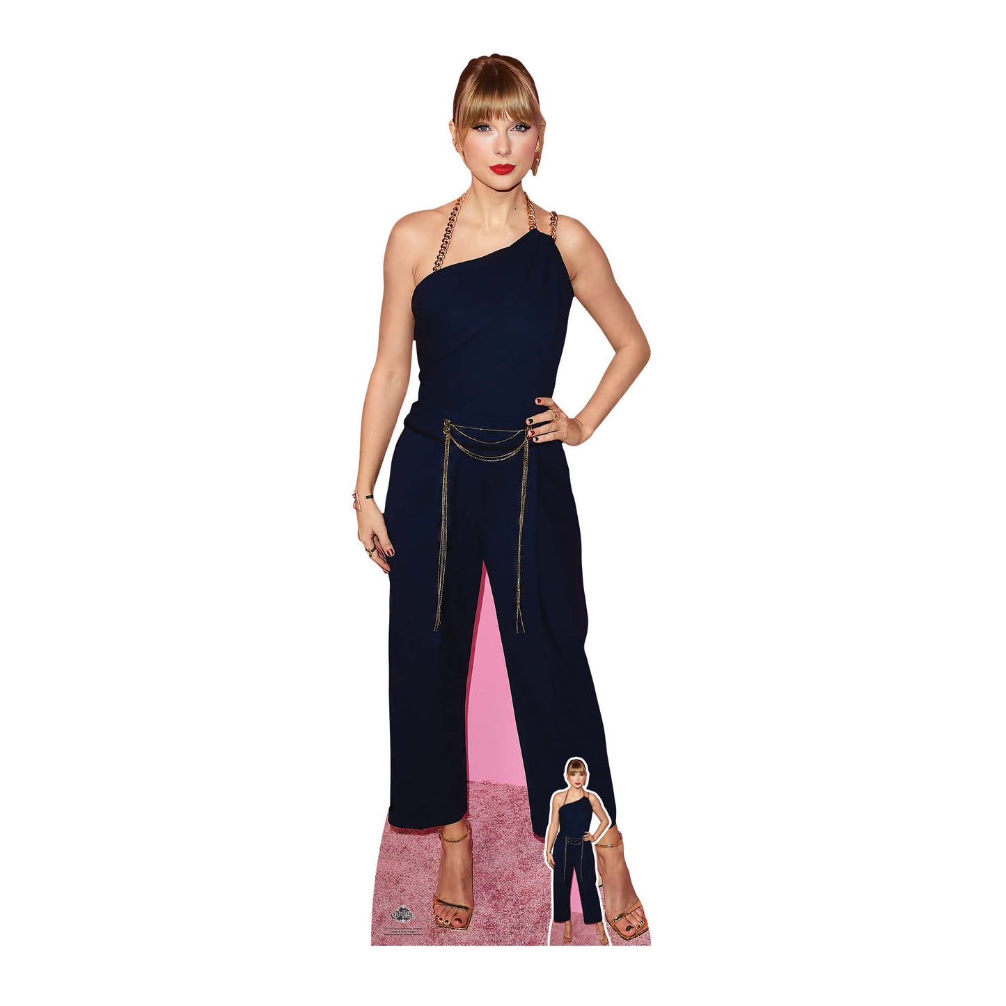 CS1110 Singer Navy Jumpsuit Height 183cm Lifesize Cardboard Cut Out With Mini - mycardboardcutout