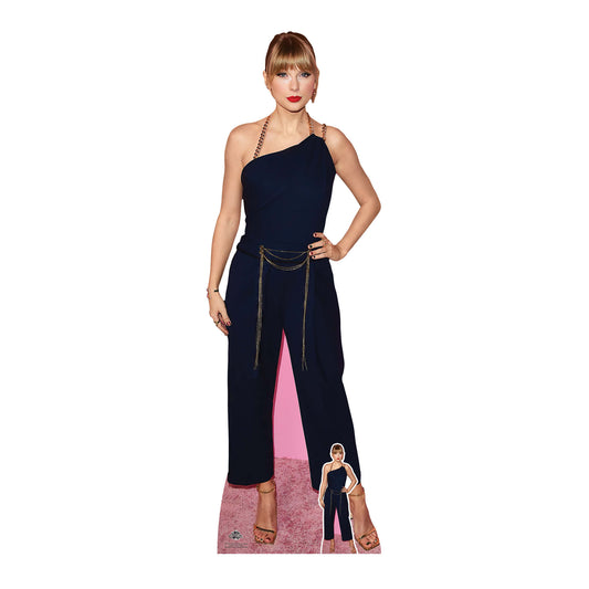 CS1110 Singer Navy Jumpsuit Height 183cm Lifesize Cardboard Cut Out With Mini - mycardboardcutout