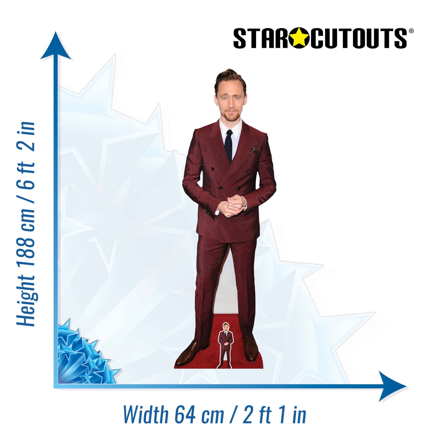 CS1111 Tom Hiddleston Red Suit Height 188cm Cardboard Cutout - mycardboardcutout
