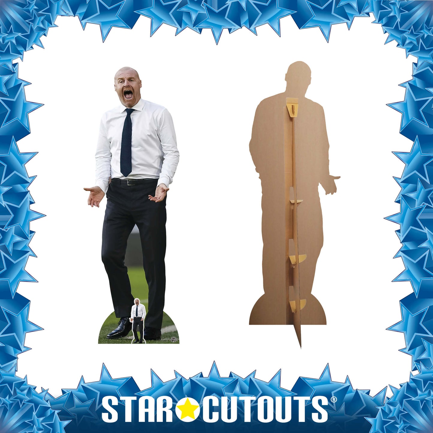 CS1132 Sean Dyche Blue Tie Height 183cm Lifesize Cardboard Cut Out With Mini - mycardboardcutout
