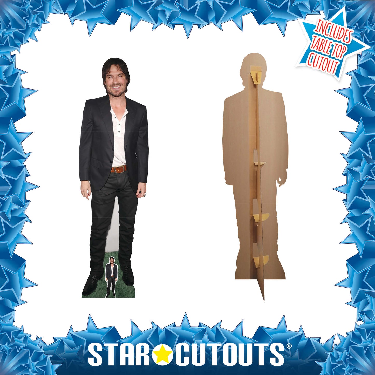 CS1152 Ian Somerhalder Black Suit Height 178cm Lifesize Cardboard Cut Out With Mini - mycardboardcutout