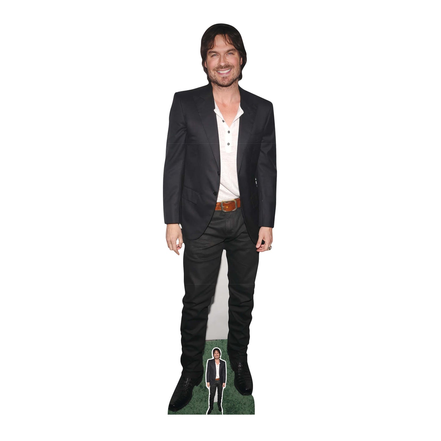 CS1152 Ian Somerhalder Black Suit Height 178cm Lifesize Cardboard Cut Out With Mini - mycardboardcutout