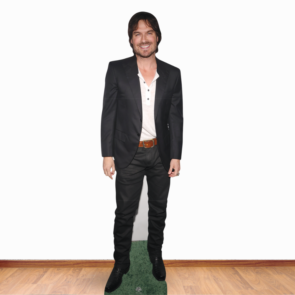CS1152 Ian Somerhalder Black Suit Height 178cm Lifesize Cardboard Cut Out With Mini - mycardboardcutout