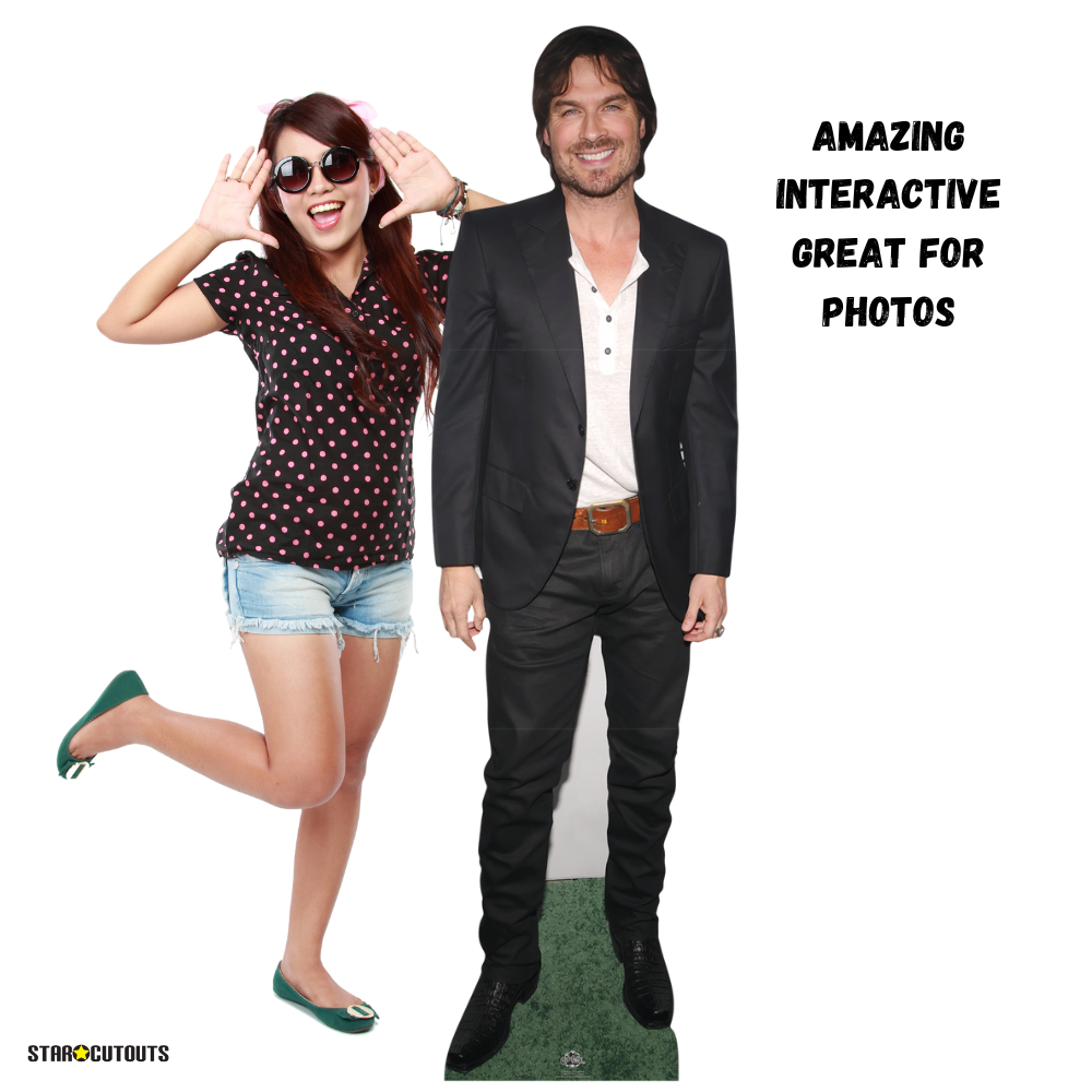 CS1152 Ian Somerhalder Black Suit Height 178cm Lifesize Cardboard Cut Out With Mini - mycardboardcutout