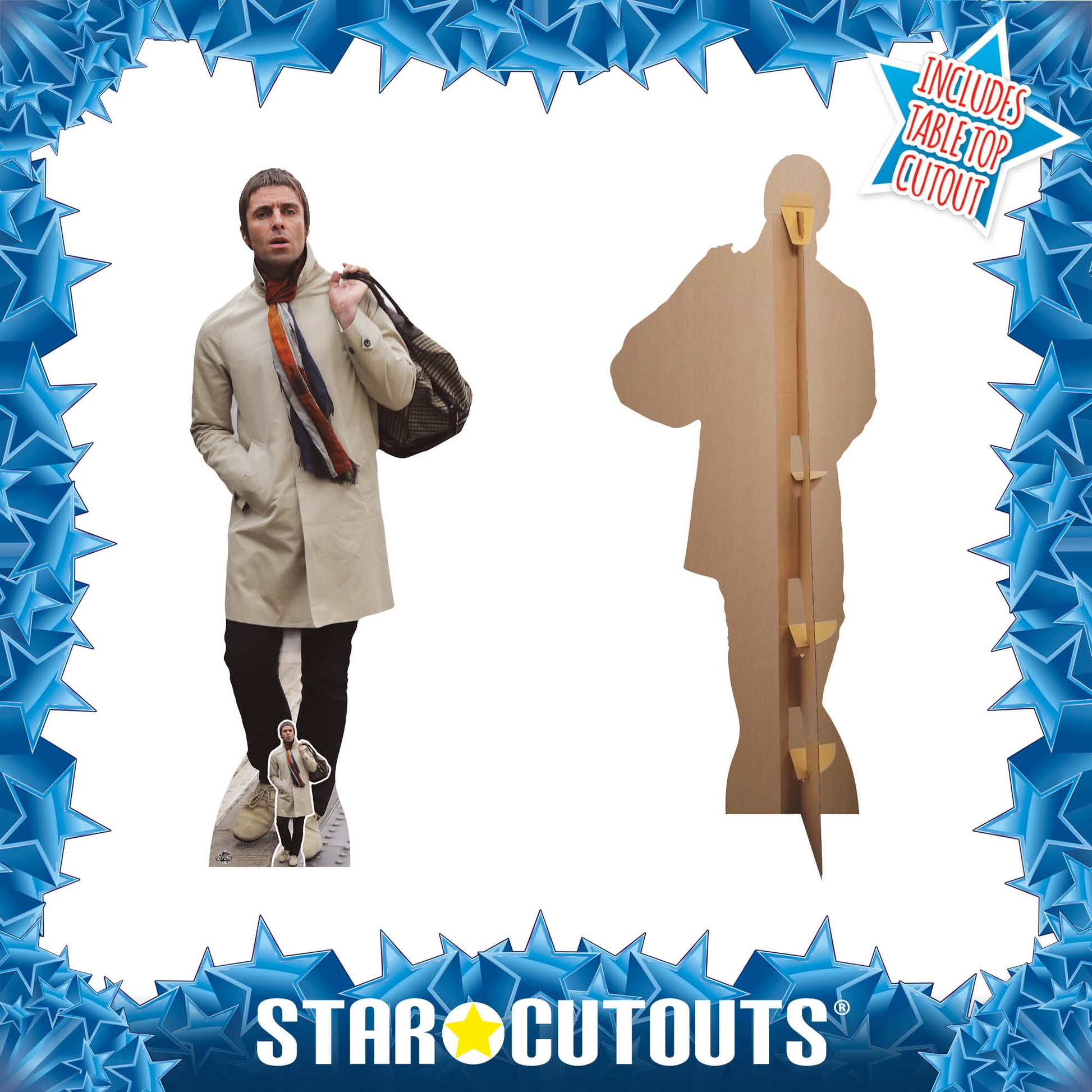 CS1155 Liam Gallagher Cream Jacket Height 180cm Lifesize Cardboard Cut Out With Mini - mycardboardcutout