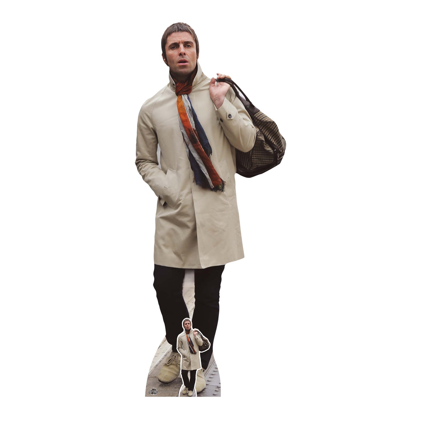 CS1155 Liam Gallagher Cream Jacket Height 180cm Lifesize Cardboard Cut Out With Mini - mycardboardcutout
