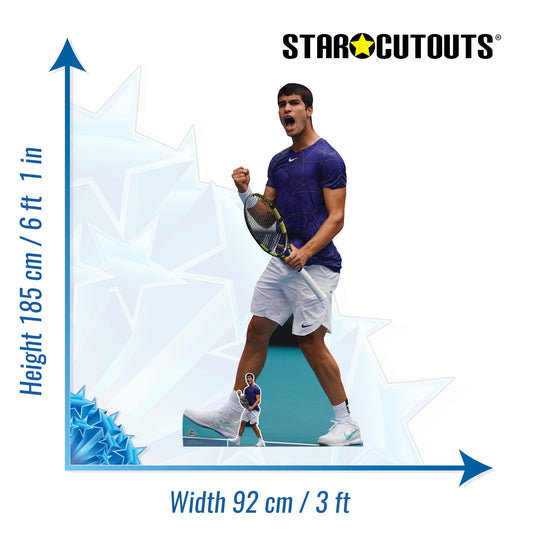 CS1165 Carlos Alcaraz Tennis Cardboard Cutout With Mini Height 185cm - mycardboardcutout