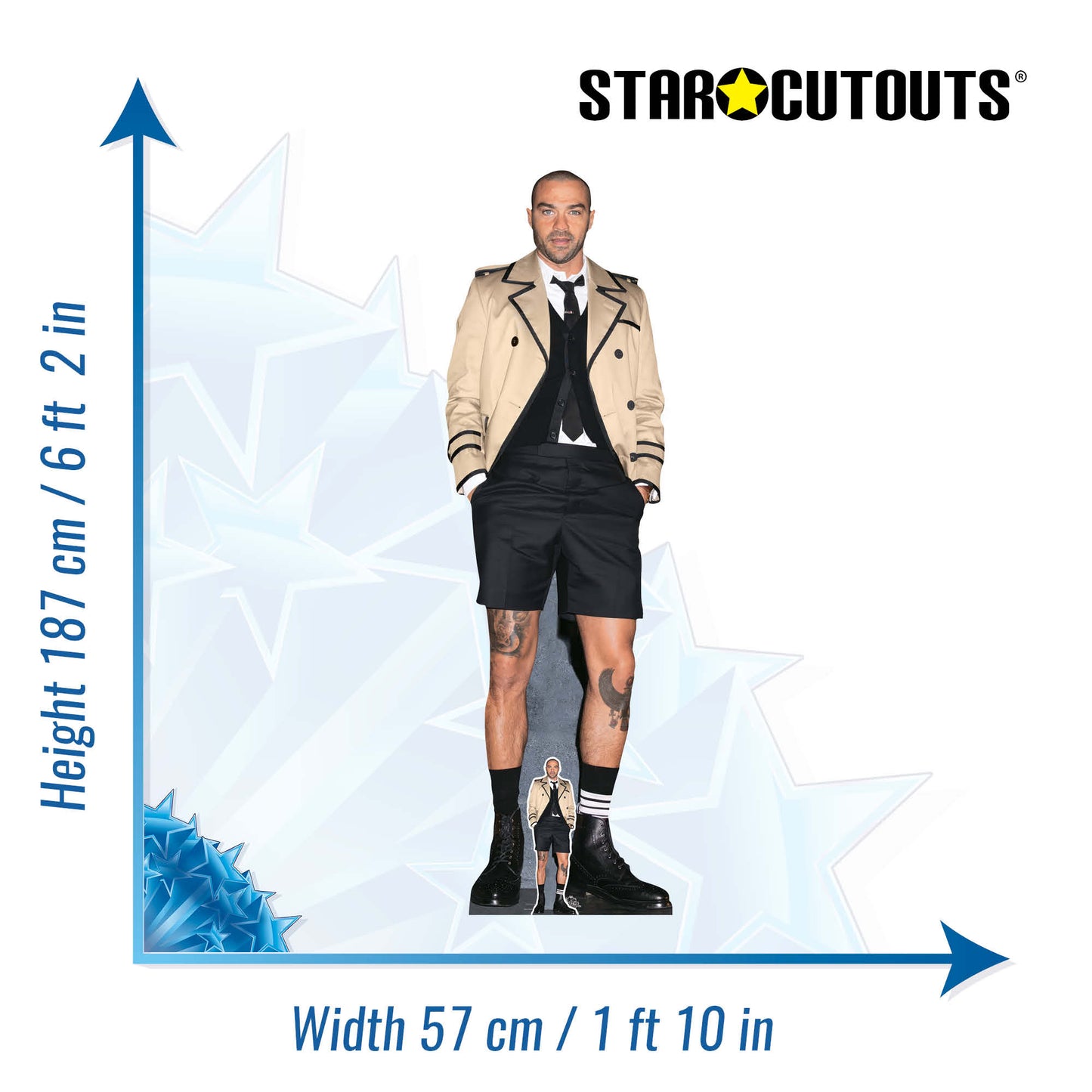 CS1174 Jesse Williams Shorts Height 187cm Lifesize Cardboard Cut Out With Mini