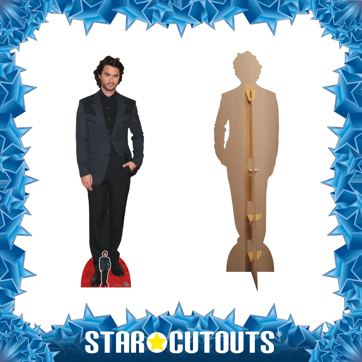 CS1186 Chase Stokes Black Suit Height 186cm Cardboard Cutout with Mini - mycardboardcutout