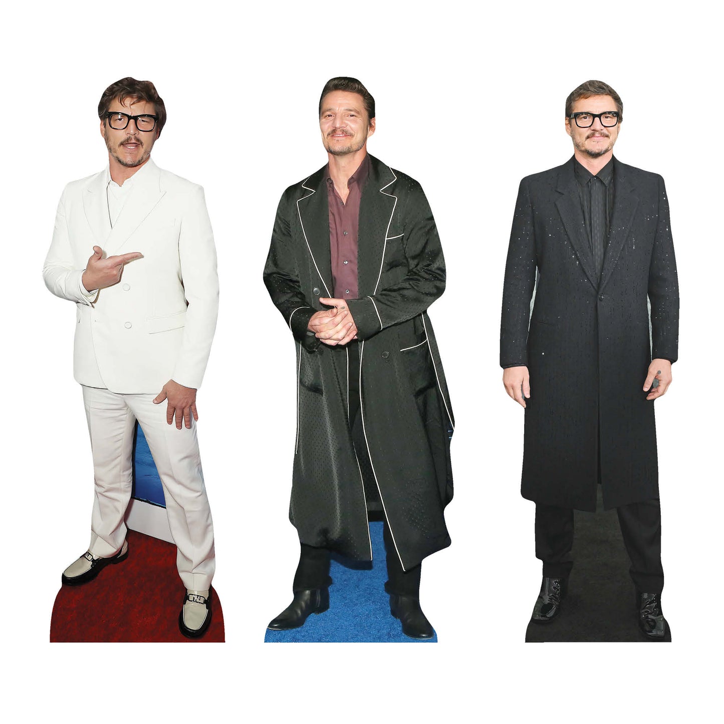 CS1194 Pedro Pascal Three Pack Shelf Top Cutout Cardboard Cut Out Height 32cm