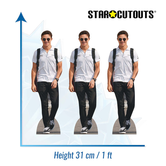 CS1196  Lando Norris Three Pack Shelf Top Cutout  Cardboard Cut Out Height 31cm