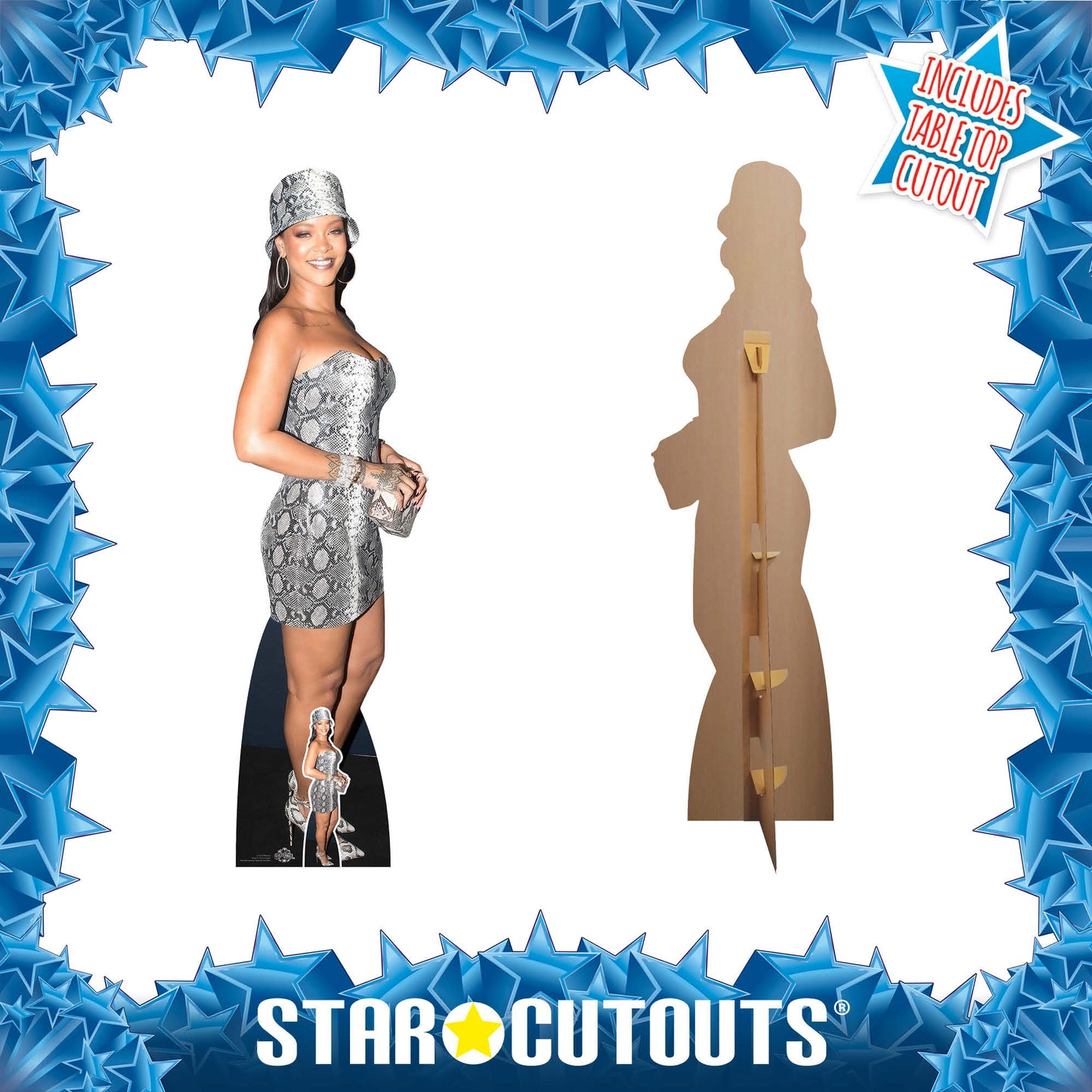 CS1223 Rihanna Silver Cardboard Cut Out Height 174cm