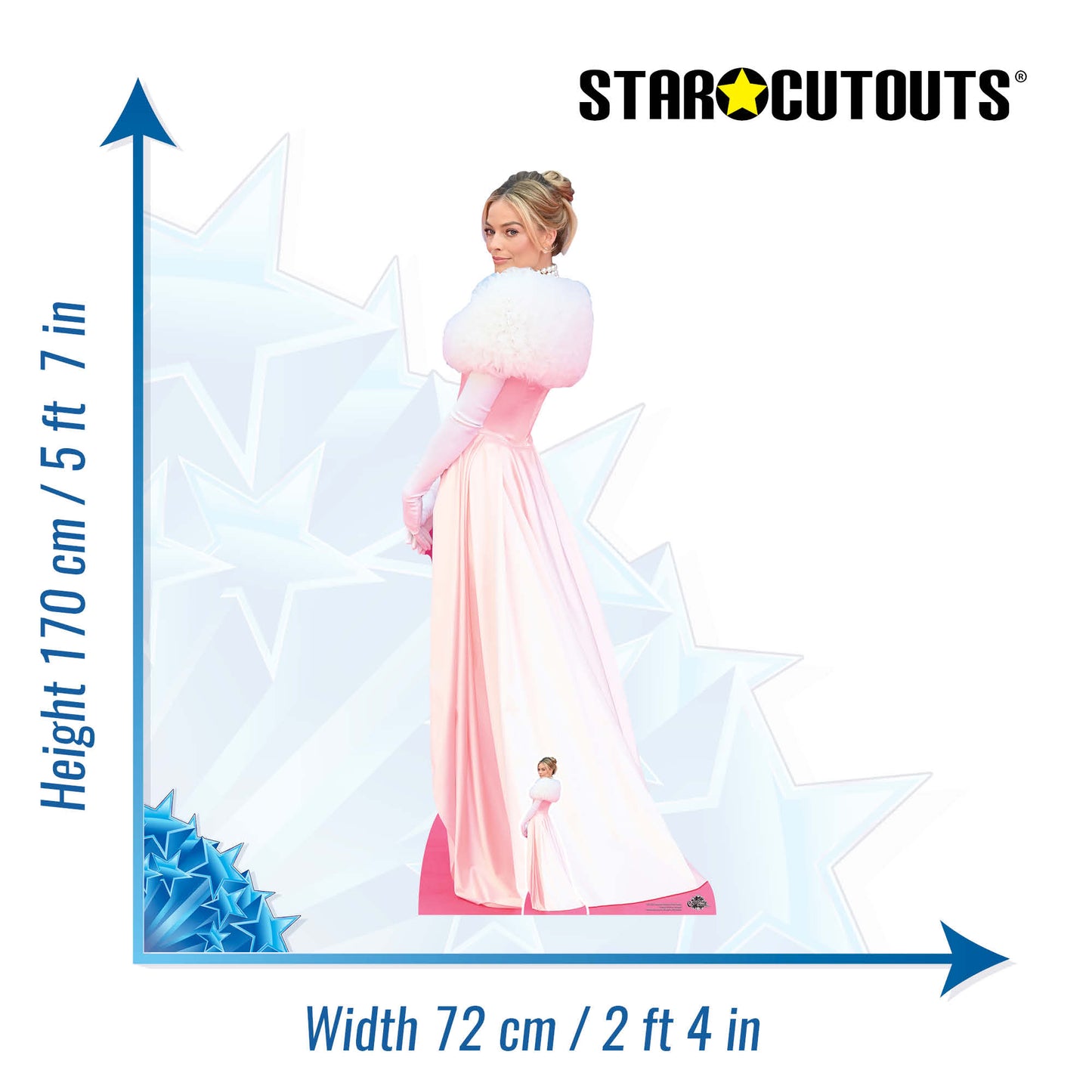 CS1225 Margot Robbie Pink Dress Height 170cm Lifesize Cardboard Cut Out With Mini - mycardboardcutout