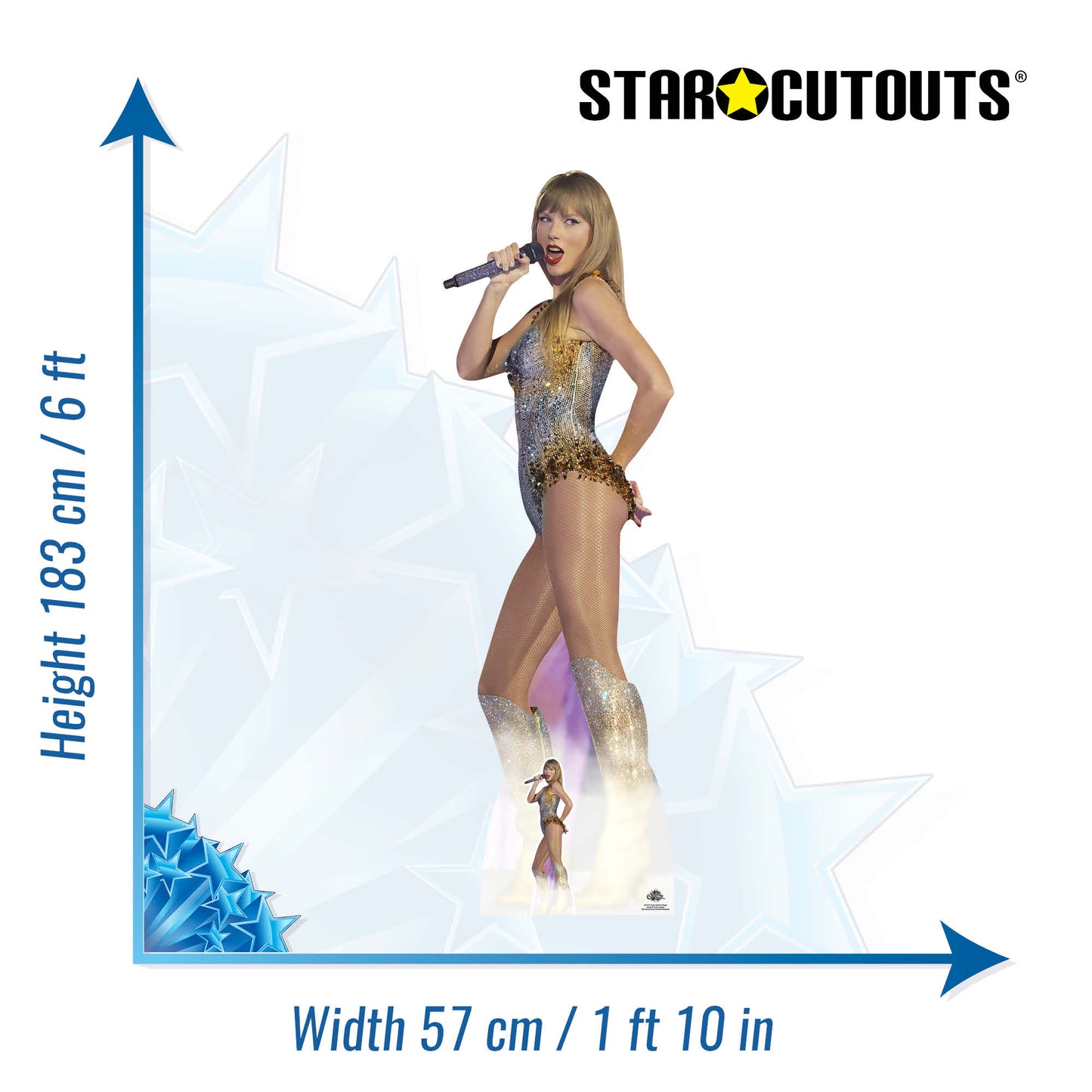 CS1227 Singer On Stage Height 183cm Lifesize Cardboard Cut Out With Mini - mycardboardcutout