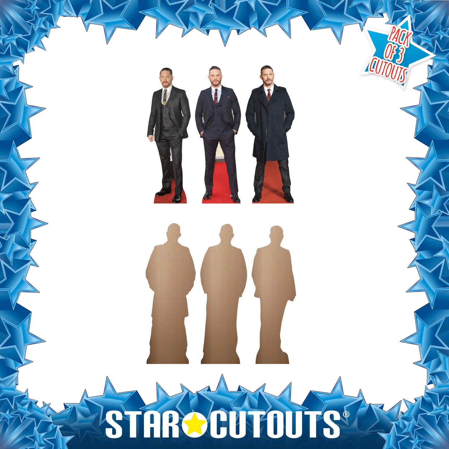 CS1233 Tom Hardy Shelf Top Cutout Pack of Three Cardboard Cutouts Height 31cm