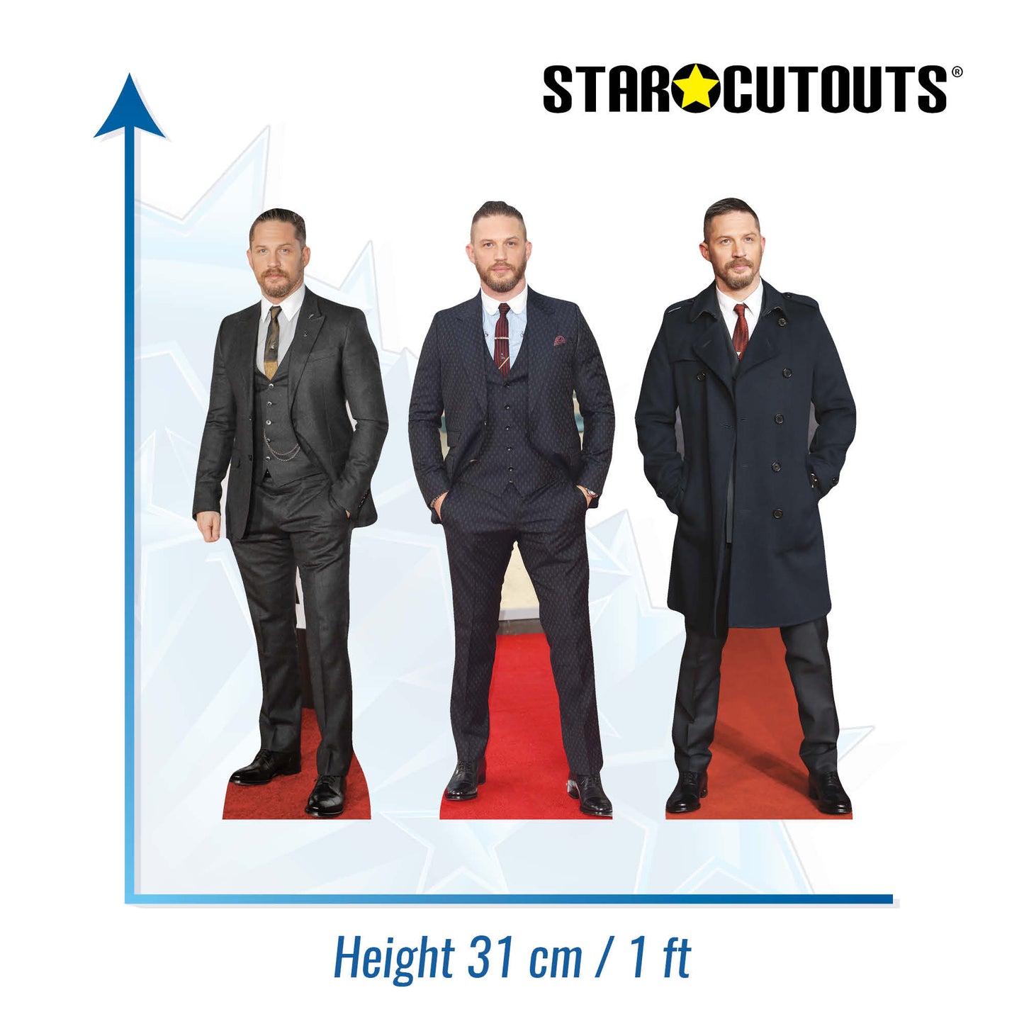CS1233 Tom Hardy Shelf Top Cutout Pack of Three Cardboard Cutouts Height 31cm