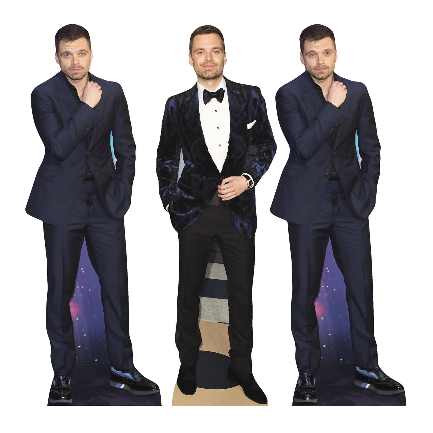 CS1237 Sebastian Stan Shelf Top Cutout Pack of Three Cardboard Cutouts Height 31cm