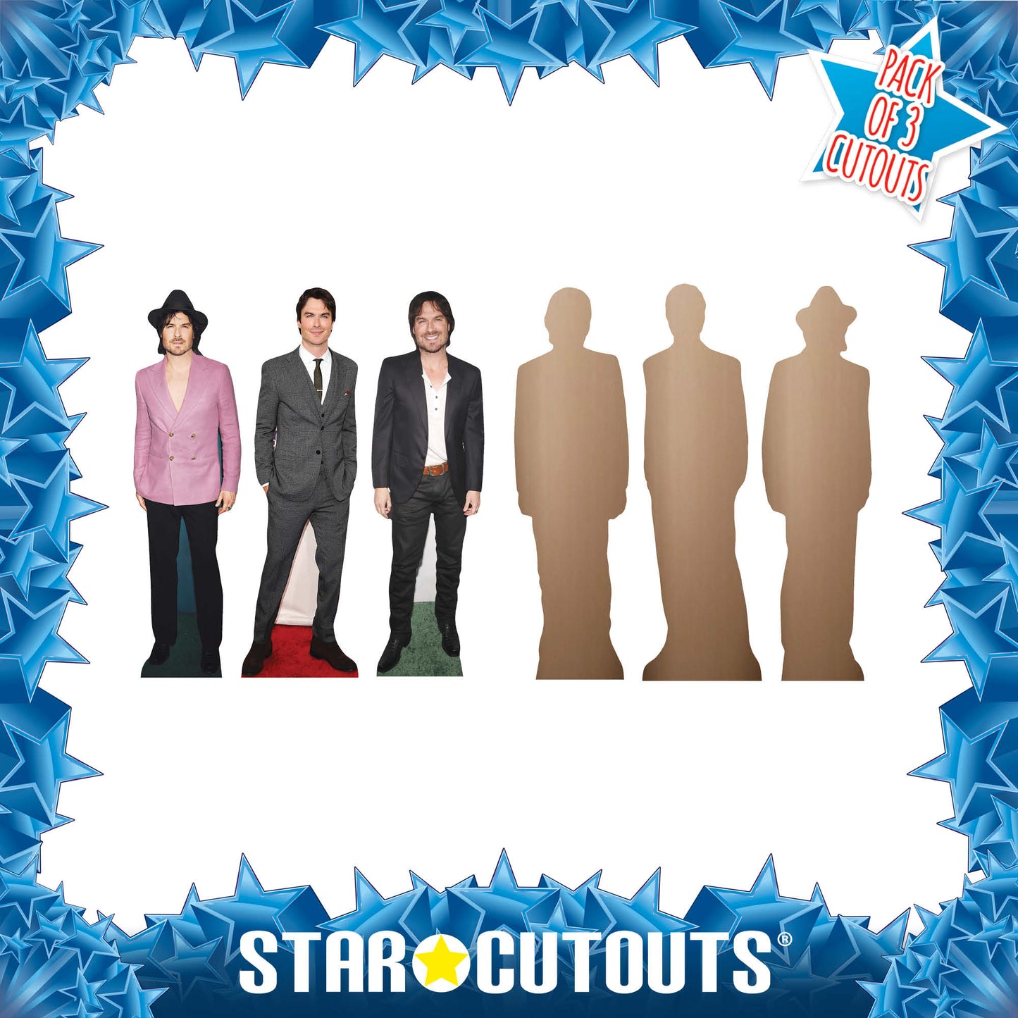 CS1238 Ian Sommerhalder Shelf Top Cutout Pack of Three Cardboard Cutouts Height 31cm