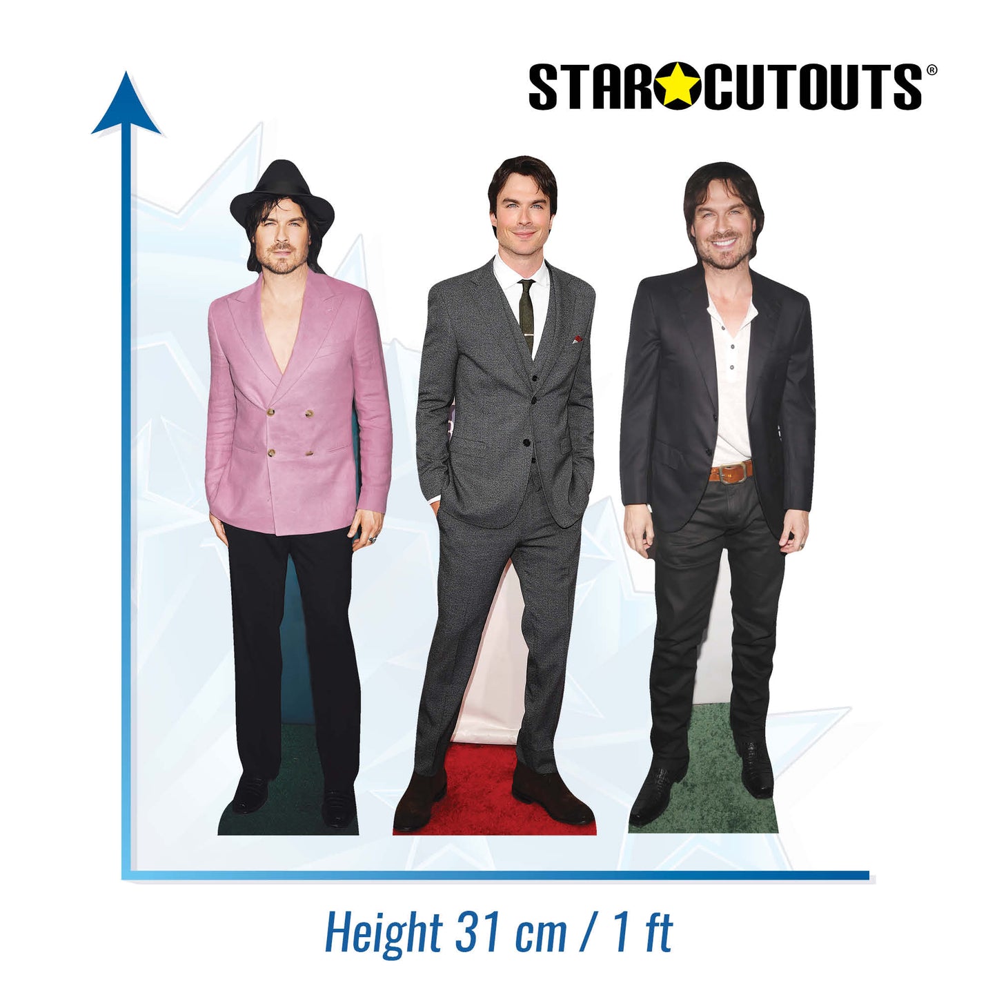 CS1238 Ian Sommerhalder Shelf Top Cutout Pack of Three Cardboard Cutouts Height 31cm