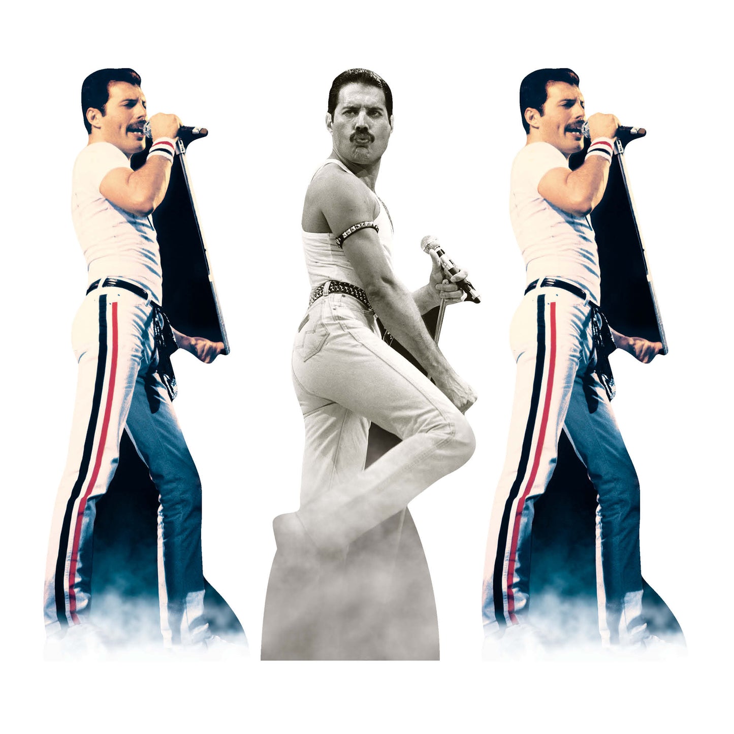 CS1241 Freddie Mercury Shelf Top Cutout Pack of Three Cardboard Cutouts Height 31cm