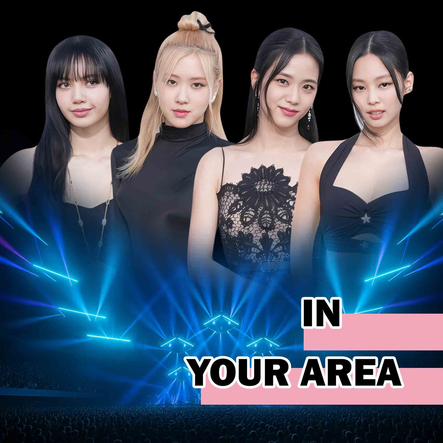 CS1340 Rose Black Pink Kpop Cardboard Cut Out Height 175cm