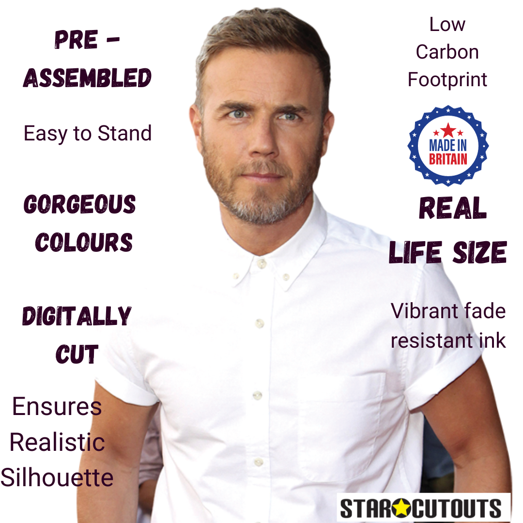 CS659 Gary Barlow White Shine Height 175cm Lifesize Cardboard Cut Out With Mini - mycardboardcutout
