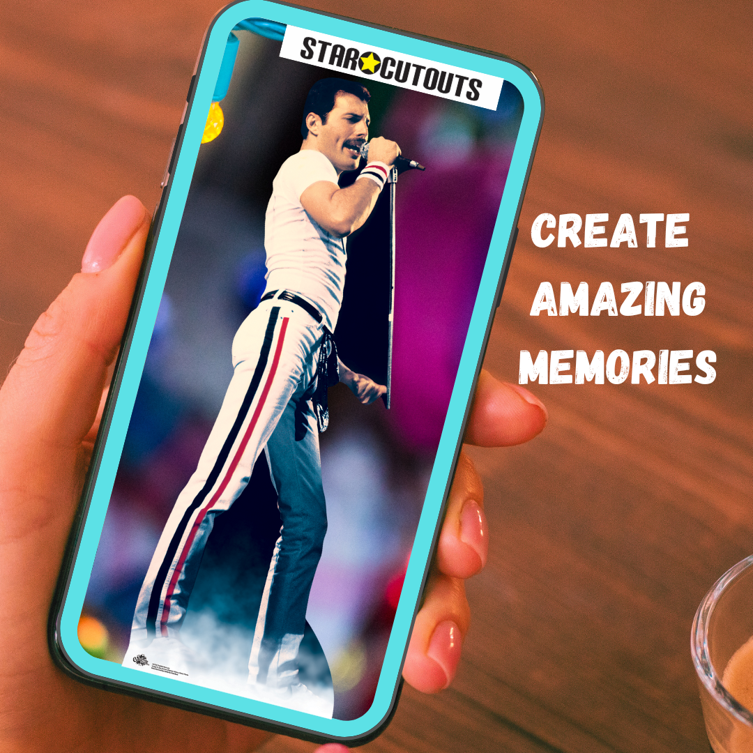 Freddie Mercury Cardboard Cutouts Colour Performing Live - mycardboardcutout
