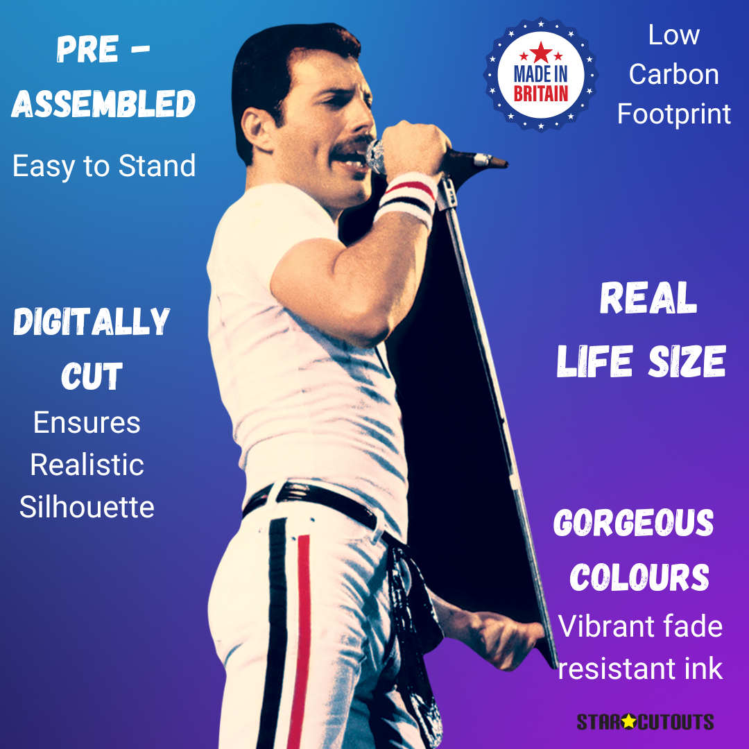 Freddie Mercury Cardboard Cutouts Colour Performing Live - mycardboardcutout