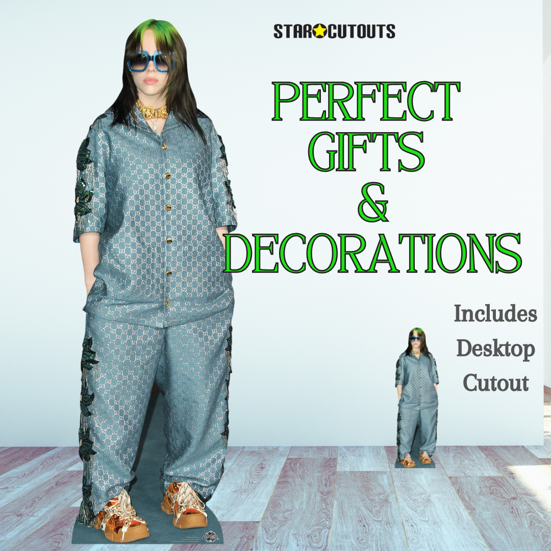 CS824 Billie Eilish Shades Green Hair Height 163cm Lifesize Cardboard Cut Out With Mini - mycardboardcutout