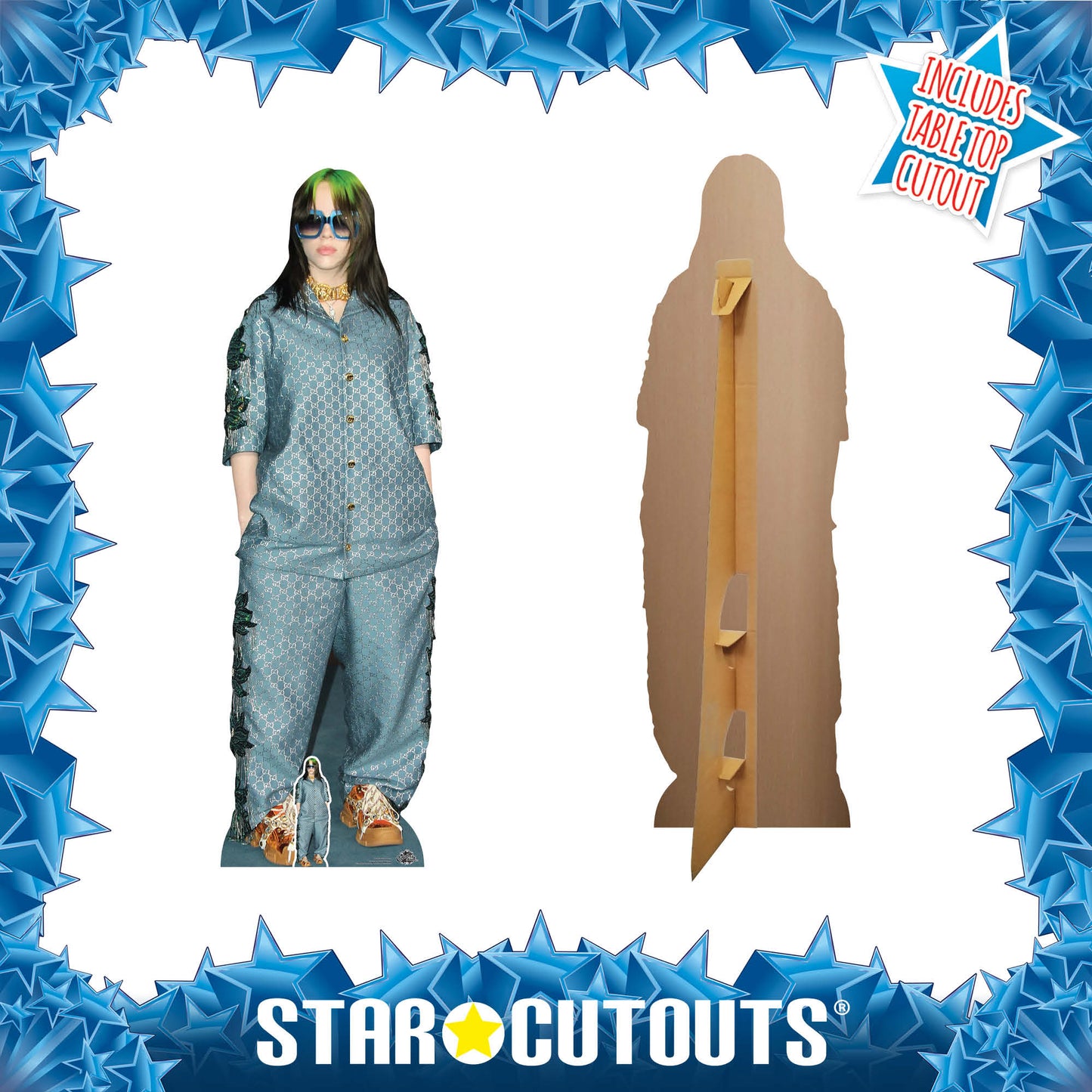CS824 Billie Eilish Shades Green Hair Height 163cm Lifesize Cardboard Cut Out With Mini - mycardboardcutout