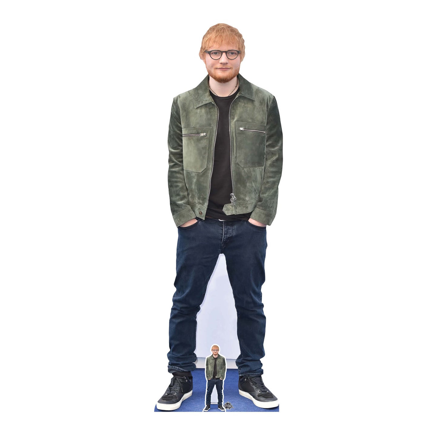 CS935 Ed Sheeran Green Jacket Height 174cm Lifesize Cardboard Cut Out With Mini - mycardboardcutout