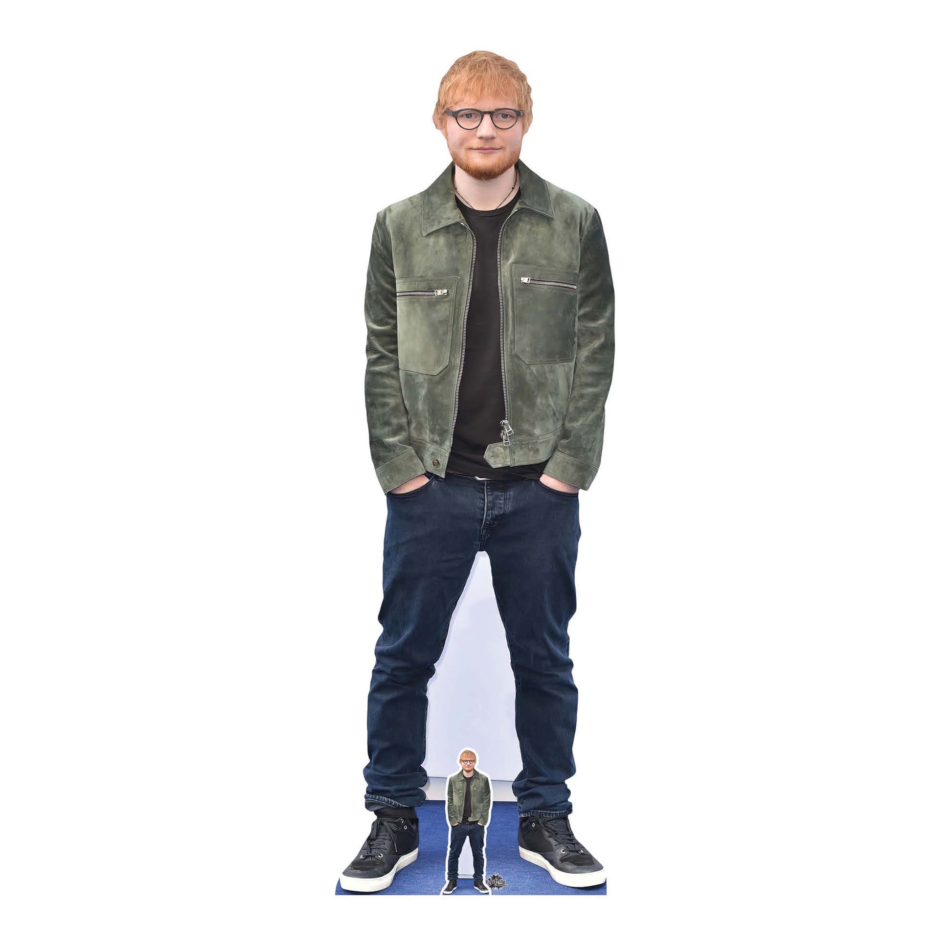 CS935 Ed Sheeran Green Jacket Height 174cm Lifesize Cardboard Cut Out With Mini - mycardboardcutout