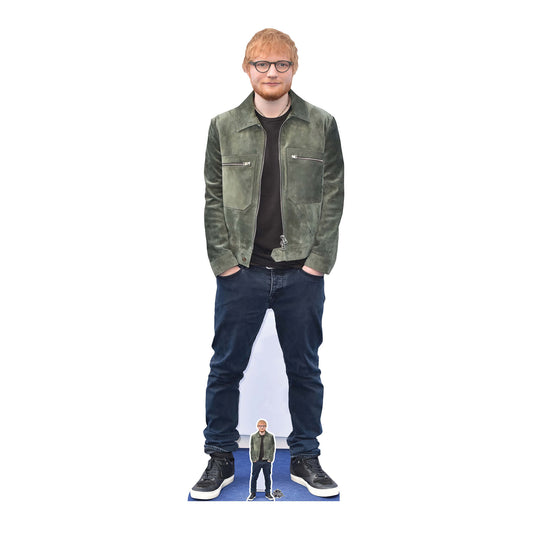 CS935 Ed Sheeran Green Jacket Height 174cm Lifesize Cardboard Cut Out With Mini - mycardboardcutout