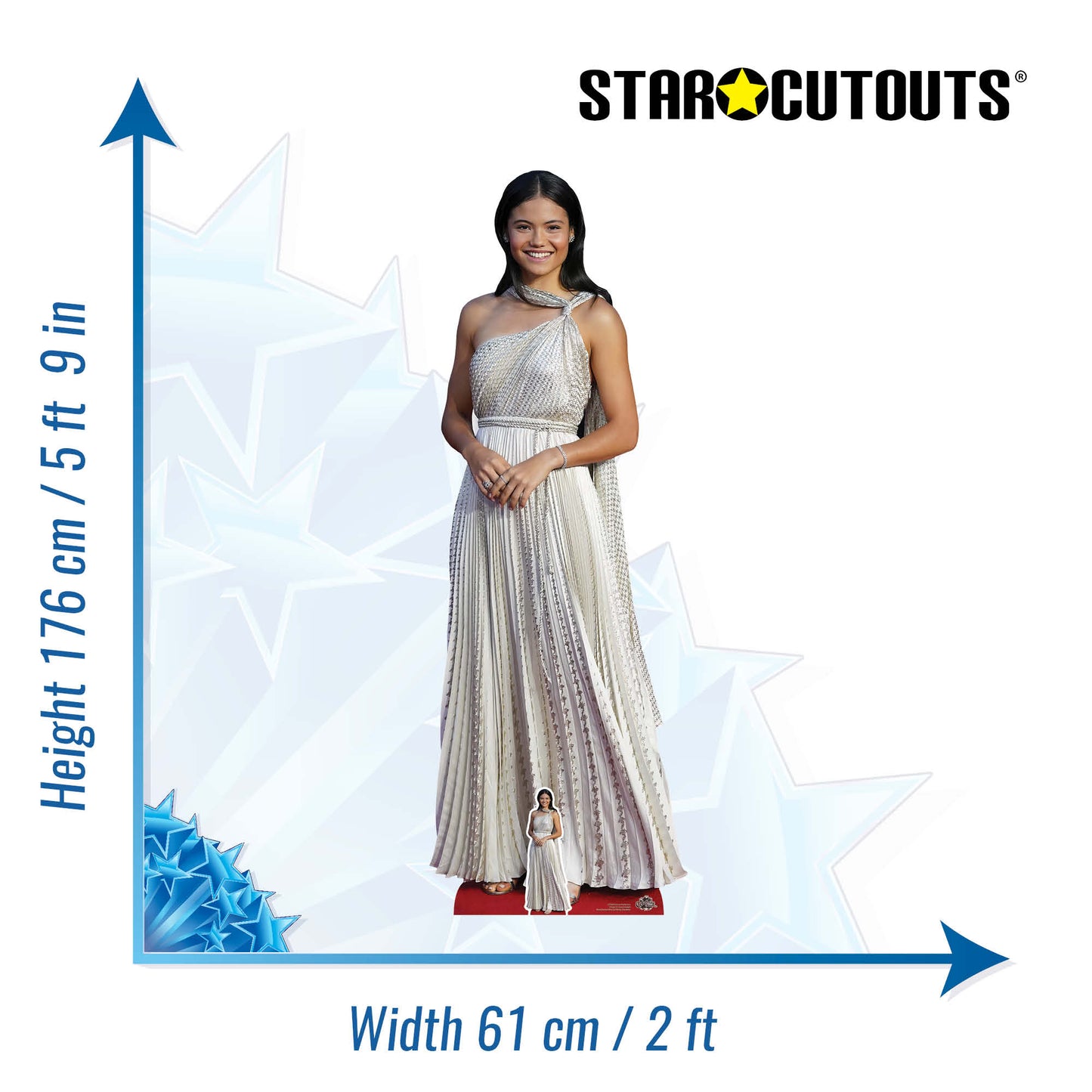 CS969 Emma Raducanu Tennis Player Height 176cm Lifesize Cardboard Cut Out With Mini - mycardboardcutout