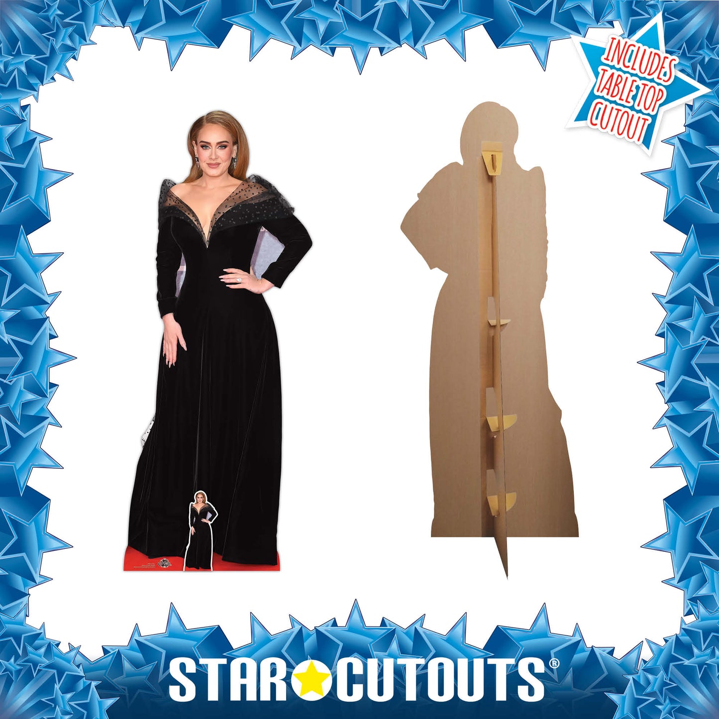 CS971 Adele Black Dress Height 175cm Lifesize Cardboard Cut Out With Mini - mycardboardcutout