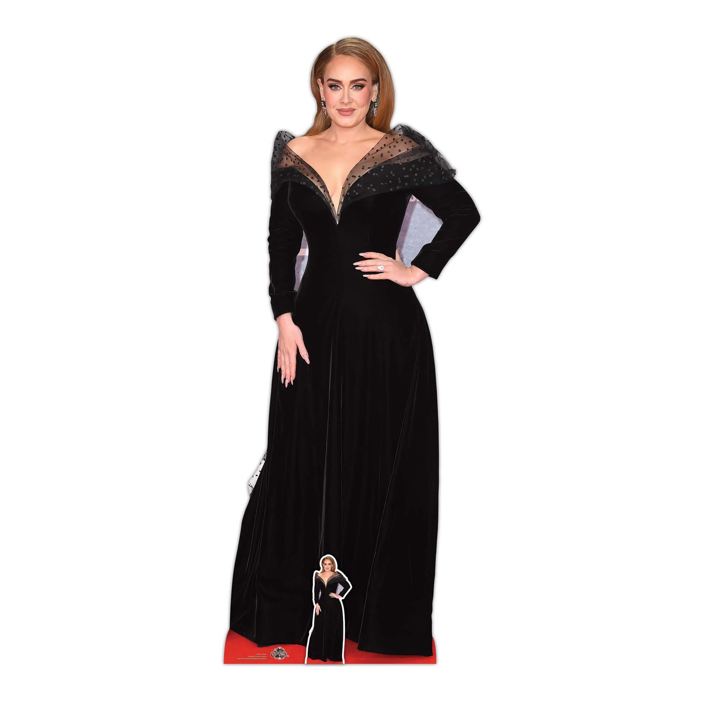 CS971 Adele Black Dress Height 175cm Lifesize Cardboard Cut Out With Mini - mycardboardcutout