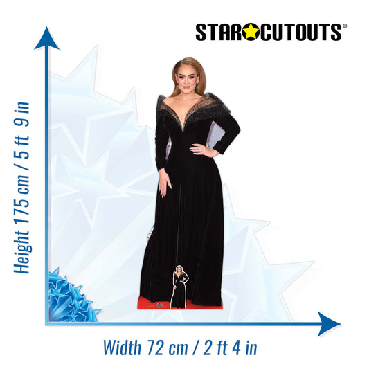 CS971 Adele Black Dress Height 175cm Lifesize Cardboard Cut Out With Mini - mycardboardcutout
