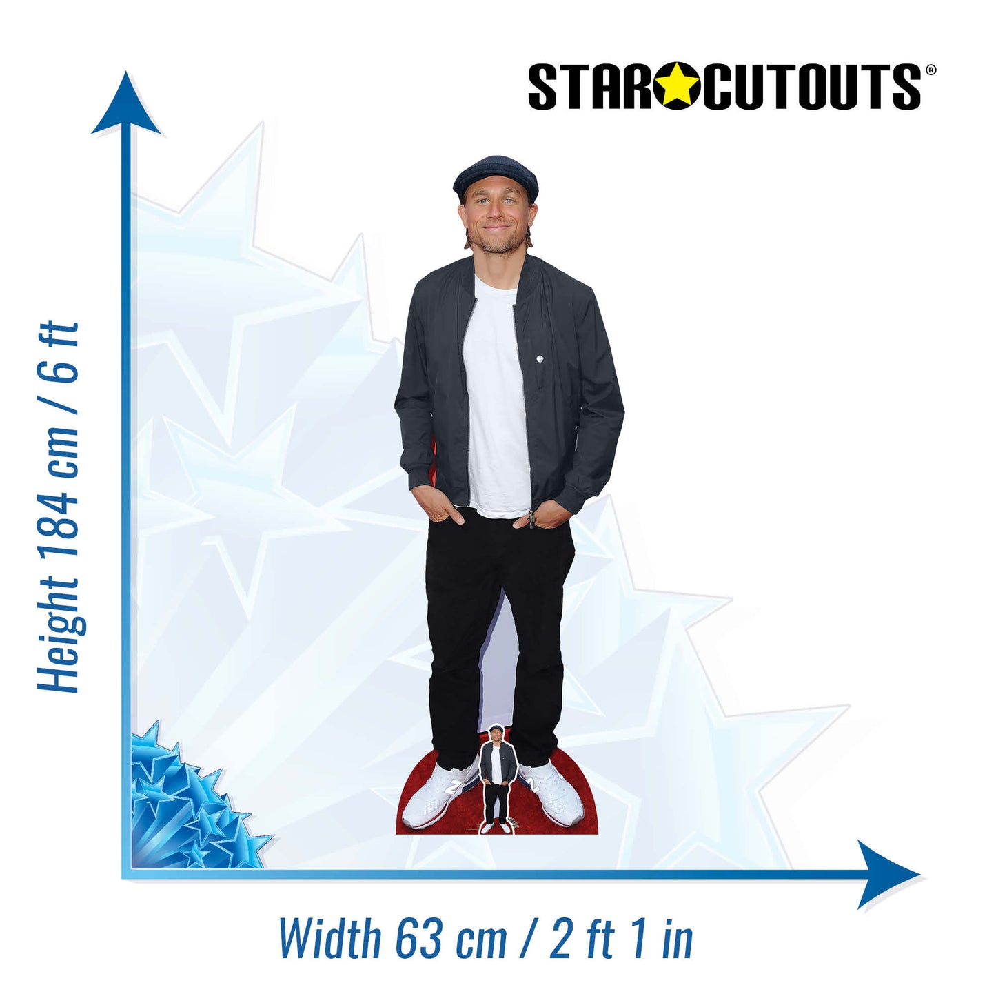 CS975 Charlie Hunnam Height 184cm Lifesize Cardboard Cut Out With Mini - mycardboardcutout