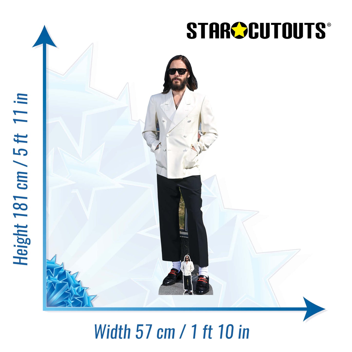 CS978 Jared Leto Sunglasses Height 181cm Lifesize Cardboard Cut Out With Mini - mycardboardcutout