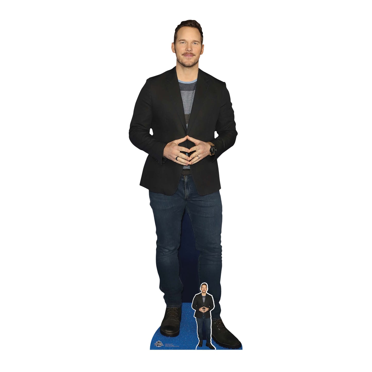 CS980 Chris Pratt Black Jacket Height 189cm Lifesize Cardboard Cut Out With Mini - mycardboardcutout