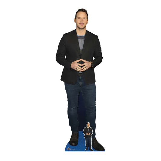 CS980 Chris Pratt Black Jacket Height 189cm Lifesize Cardboard Cut Out With Mini - mycardboardcutout